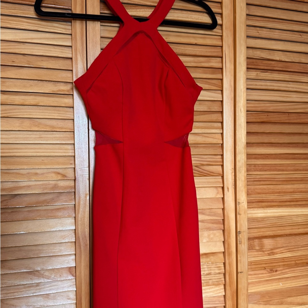 Elegant Red Halter Dress